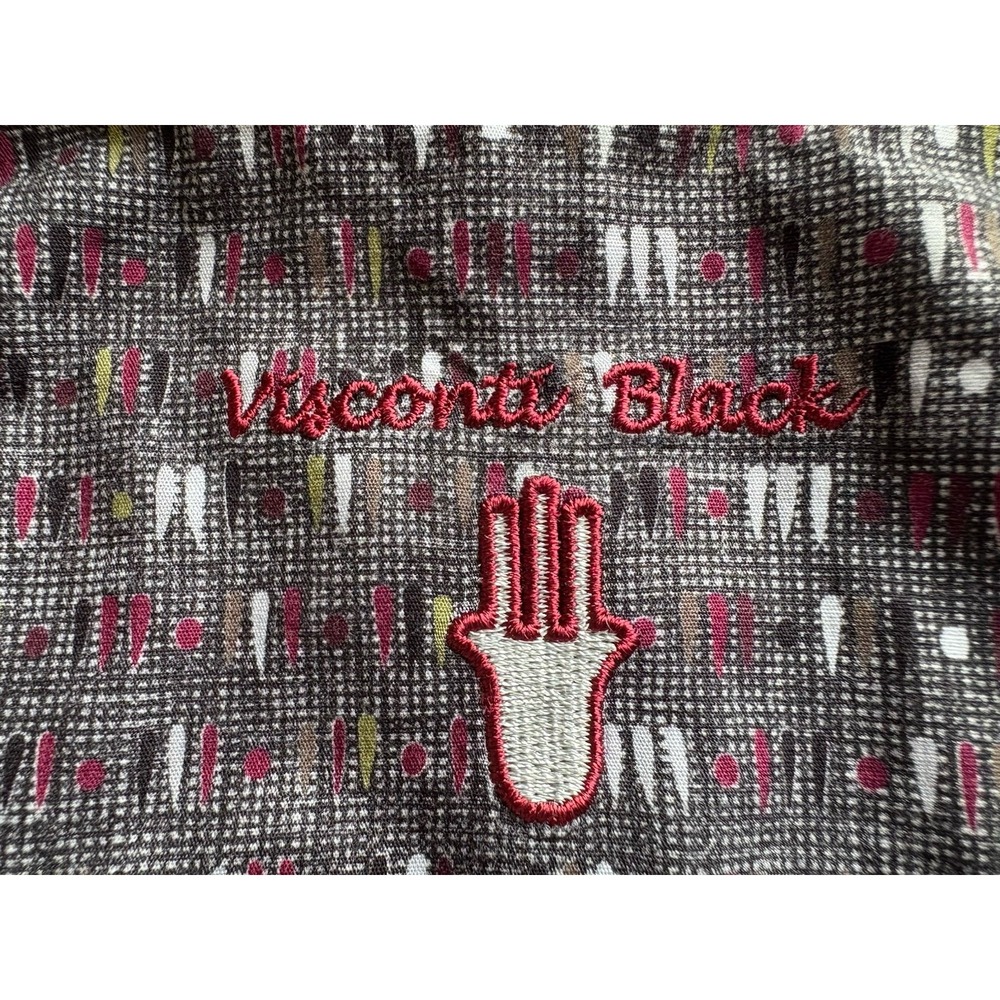 Luchiano Visconti XL Gray Paisley Shirt‎ Red Trim Made in Turkey Stretch EUC - Picture 6 of 11